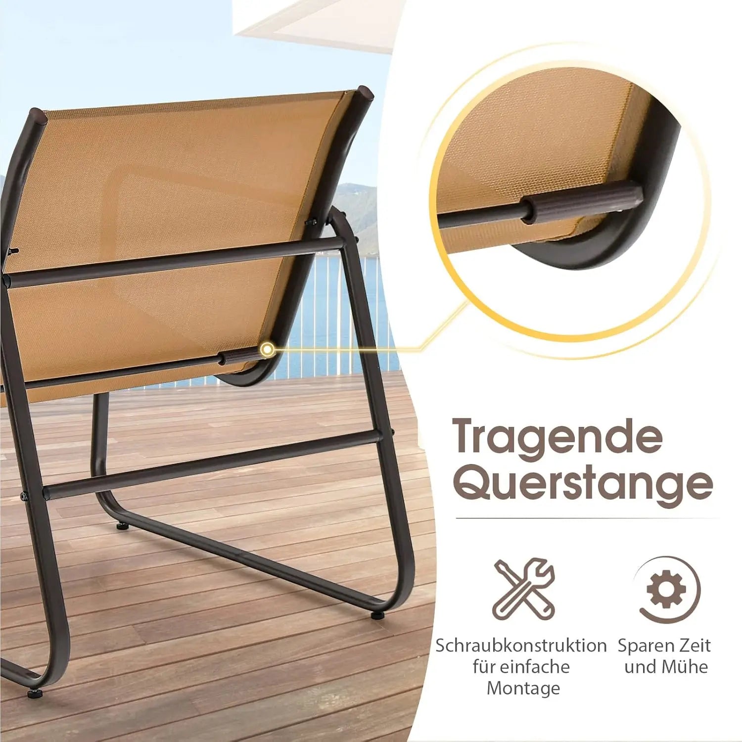 3-Piece Garden Furniture Set, Balcony Set with 2 Chairs and Table,Balcony Furniture with Breathable Fabric,Patio Furniture