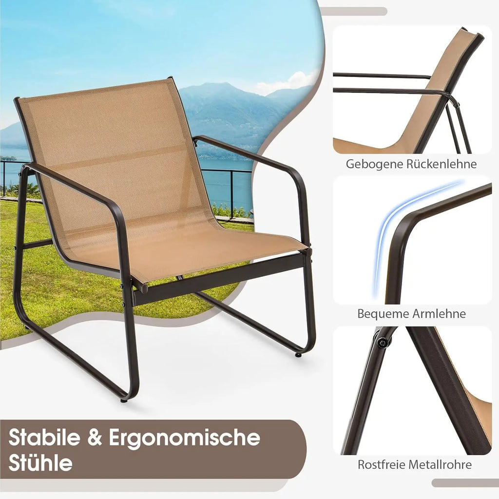 3-Piece Garden Furniture Set, Balcony Set with 2 Chairs and Table,Balcony Furniture with Breathable Fabric,Patio Furniture