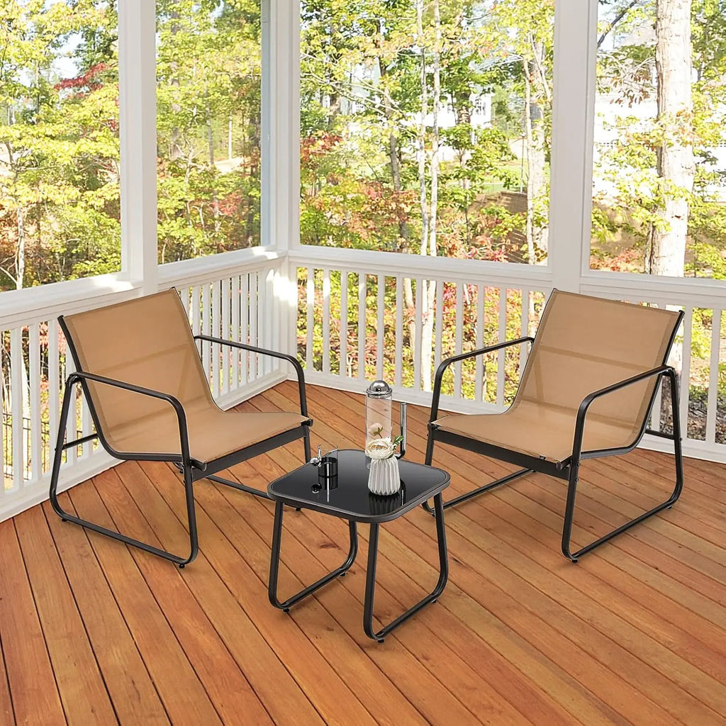 3-Piece Garden Furniture Set, Balcony Set with 2 Chairs and Table,Balcony Furniture with Breathable Fabric,Patio Furniture