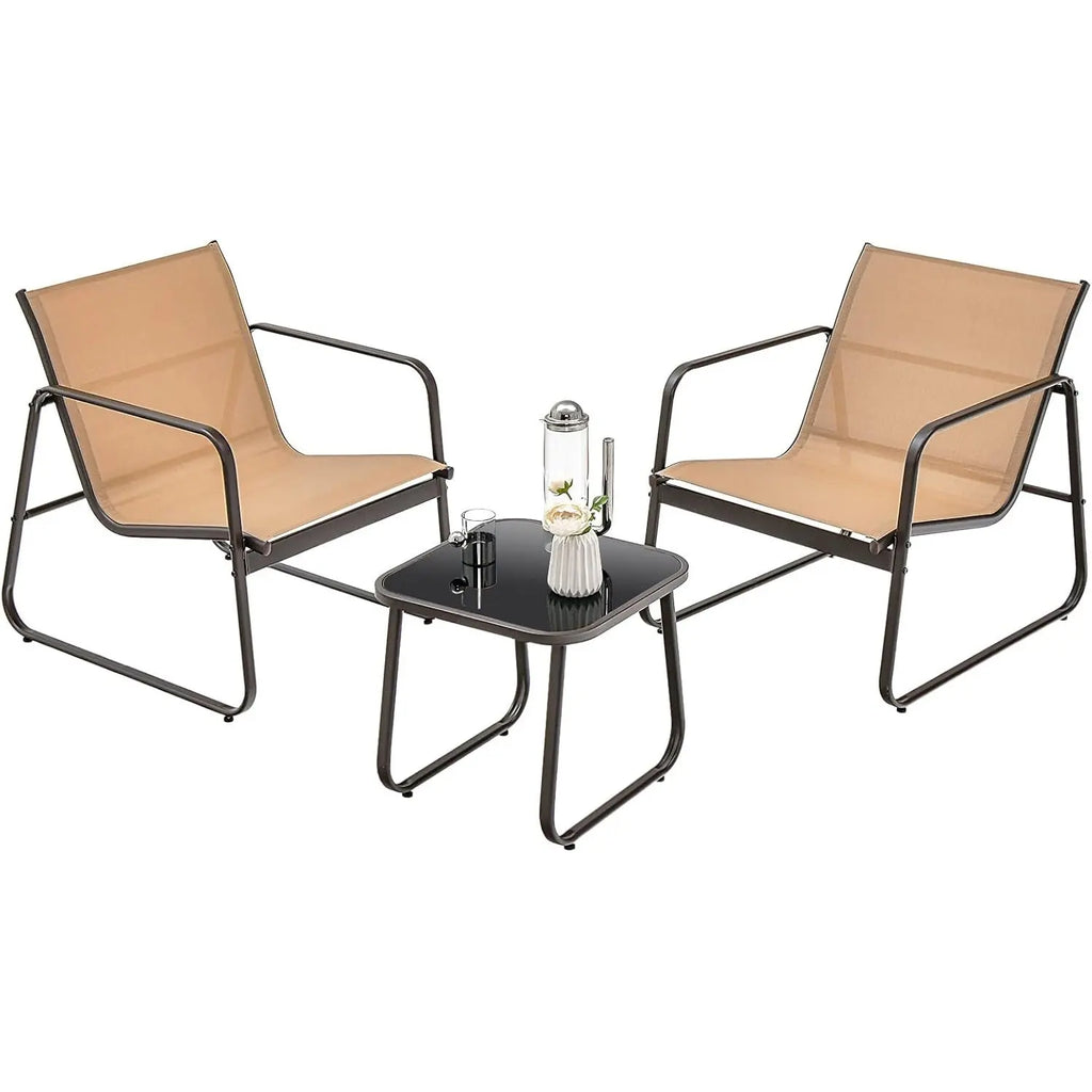 3-Piece Garden Furniture Set, Balcony Set with 2 Chairs and Table,Balcony Furniture with Breathable Fabric,Patio Furniture
