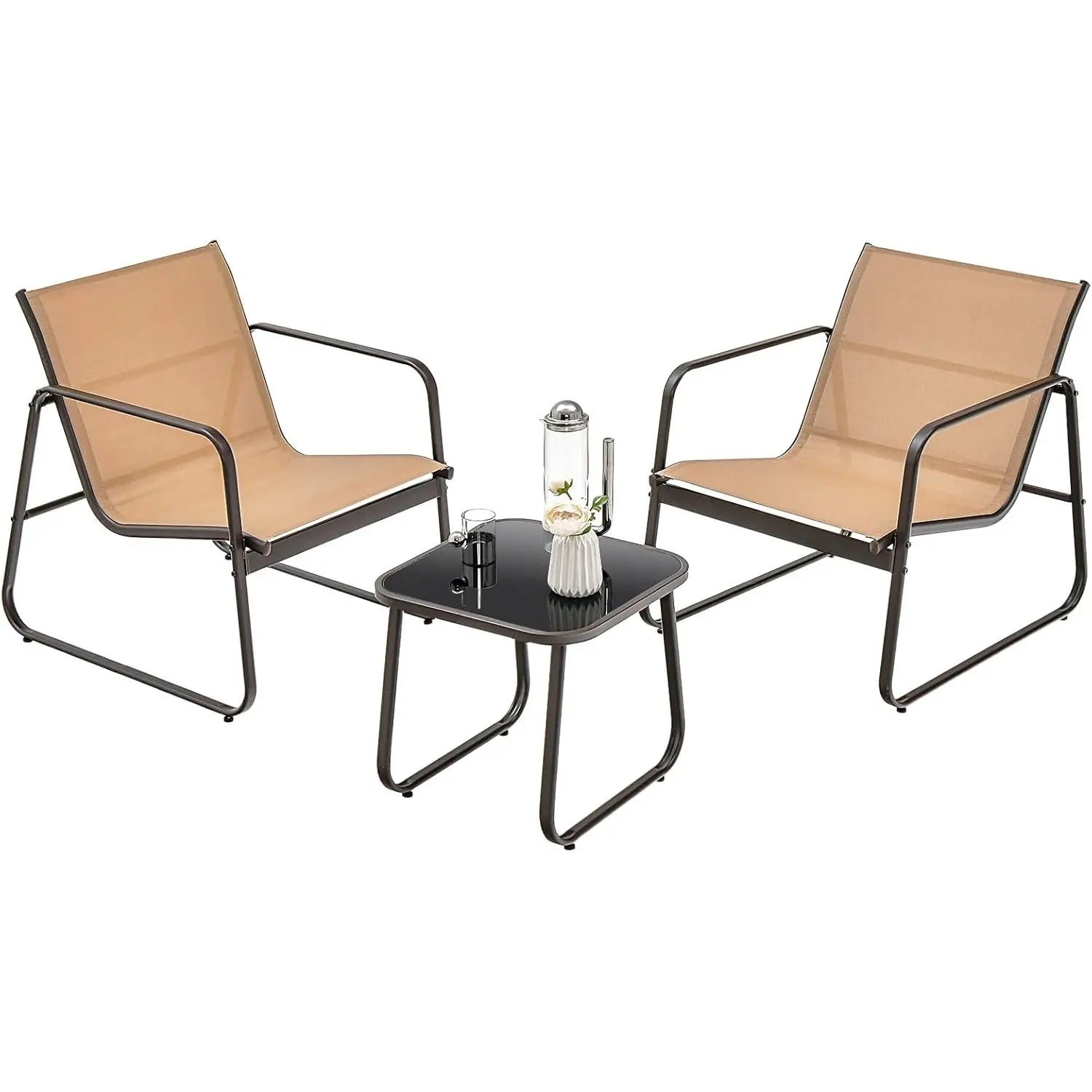 3-Piece Garden Furniture Set, Balcony Set with 2 Chairs and Table,Balcony Furniture with Breathable Fabric,Patio Furniture