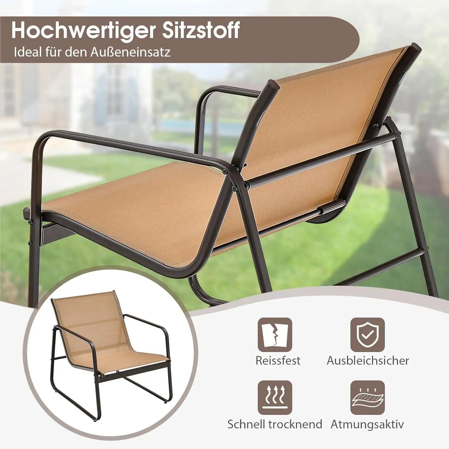 3-Piece Garden Furniture Set, Balcony Set with 2 Chairs and Table,Balcony Furniture with Breathable Fabric,Patio Furniture
