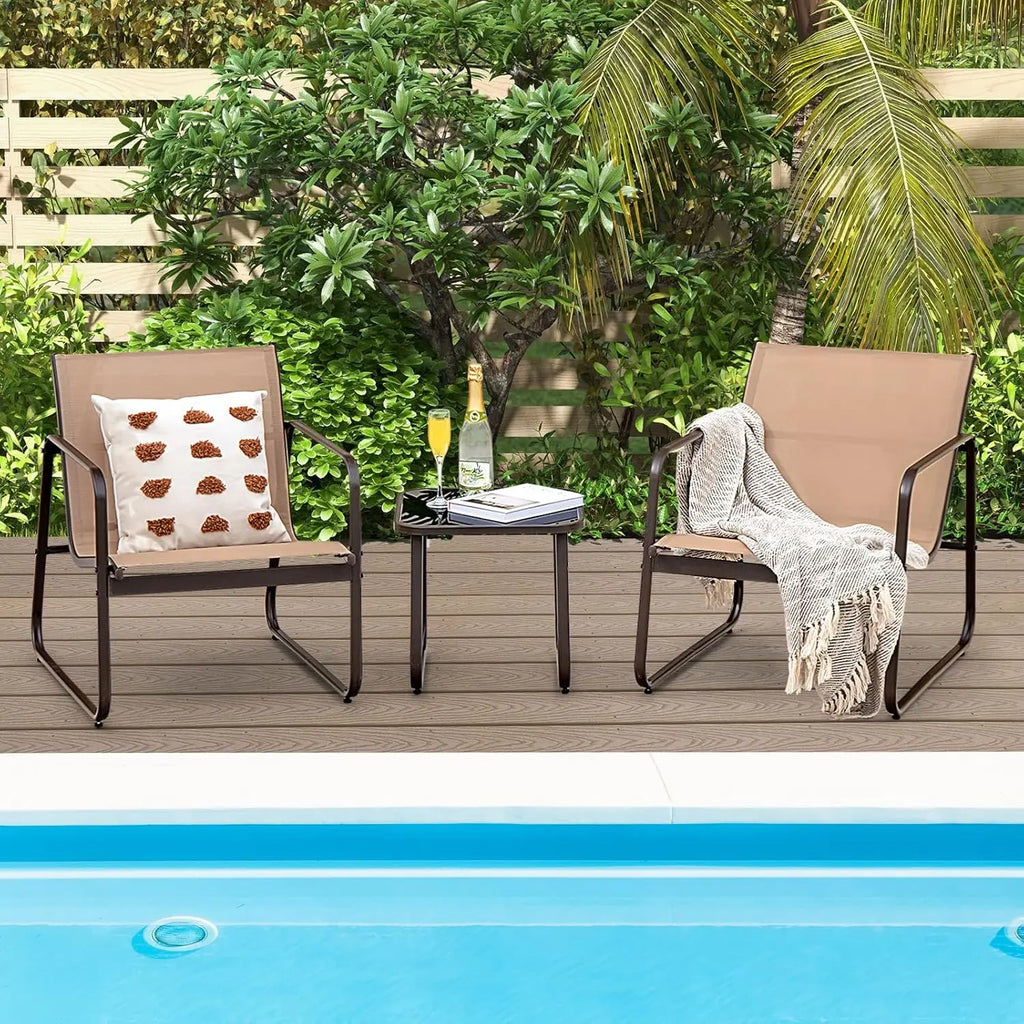 3-Piece Garden Furniture Set, Balcony Set with 2 Chairs and Table,Balcony Furniture with Breathable Fabric,Patio Furniture
